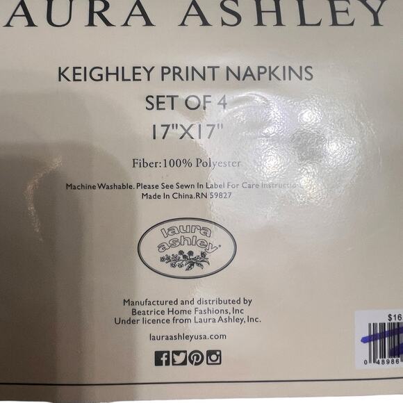 NWT Vintage Set Of Laura Ashley Keighley Print Napkins - Picture 4 of 6